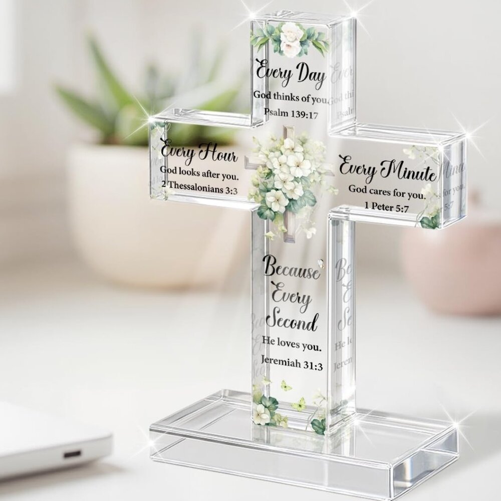 Inspirational Christian Cross Acrylic Bible Verse Sign Religious Gift Faith Home